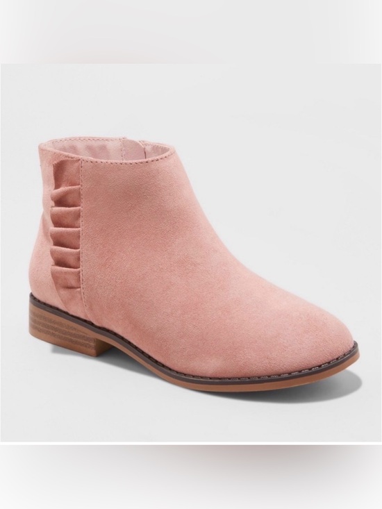 Cat & Jack Other - Cat & Jack Kids Faux Suede Zipper Ruffle Ankle Boots, Pink Size 11 (Toddler)